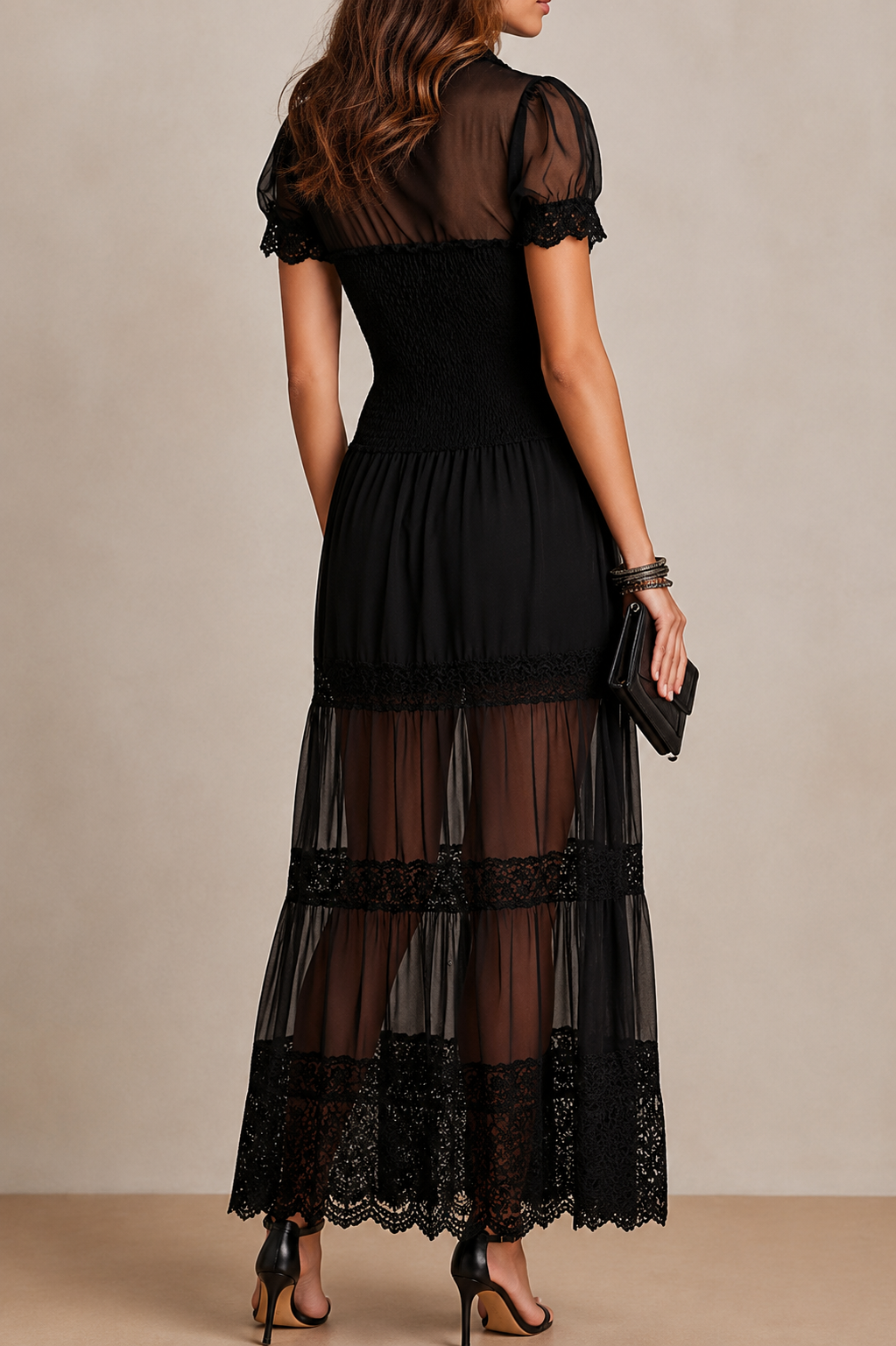Zafrielle | Graceful Sheer Sleeve Maxi Dress