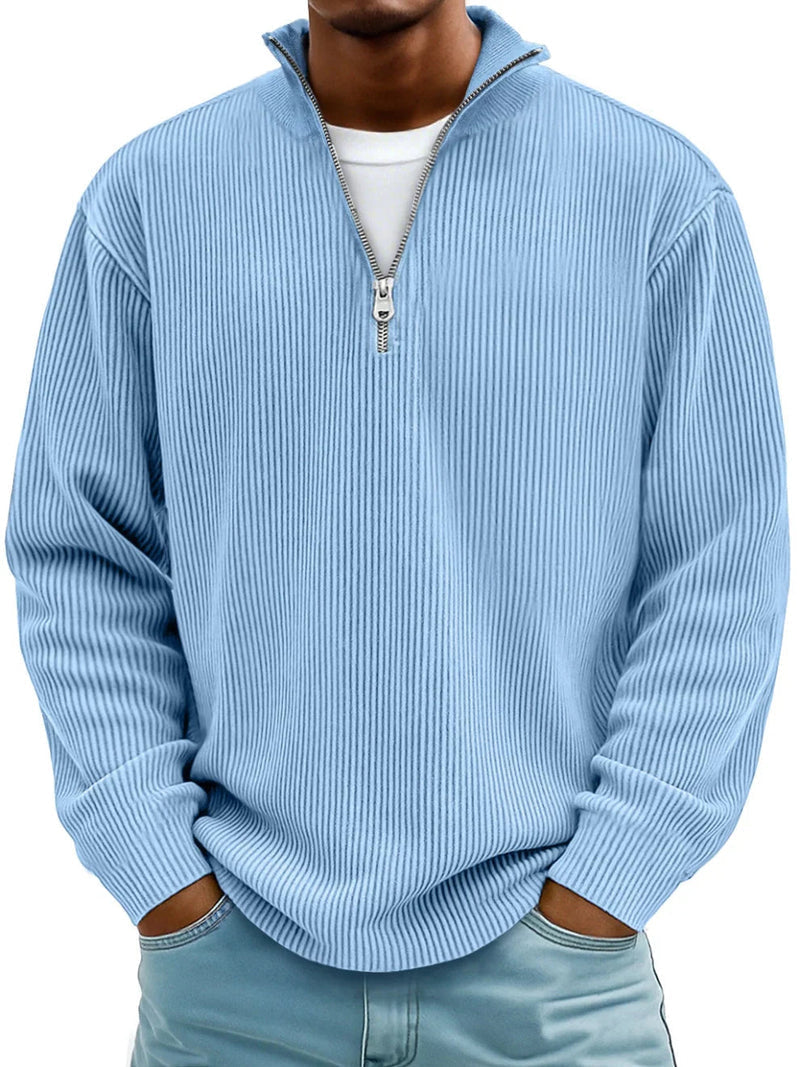 Emsworth | Soft Ribbed Zip Neck Sweater