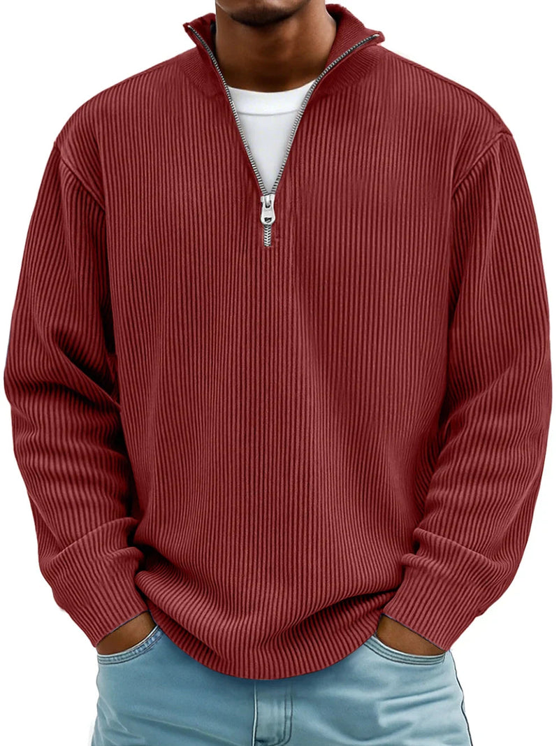 Emsworth | Soft Ribbed Zip Neck Sweater