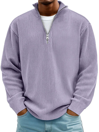 Emsworth | Soft Ribbed Zip Neck Sweater