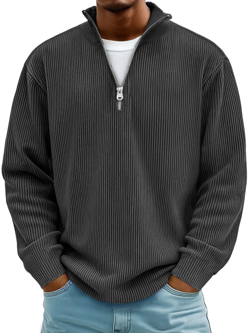 Emsworth | Soft Ribbed Zip Neck Sweater