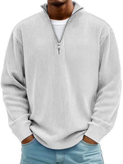 Emsworth | Soft Ribbed Zip Neck Sweater