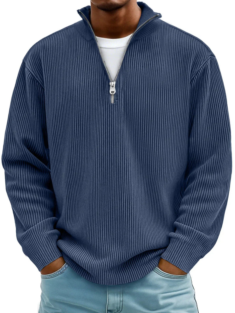 Emsworth | Soft Ribbed Zip Neck Sweater