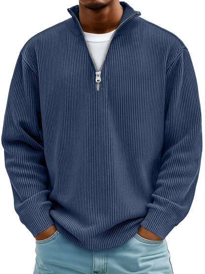 Emsworth | Soft Ribbed Zip Neck Sweater