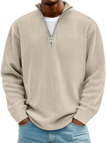 Emsworth | Soft Ribbed Zip Neck Sweater
