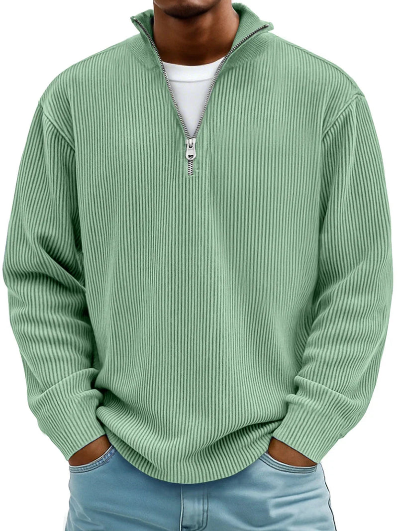 Emsworth | Soft Ribbed Zip Neck Sweater