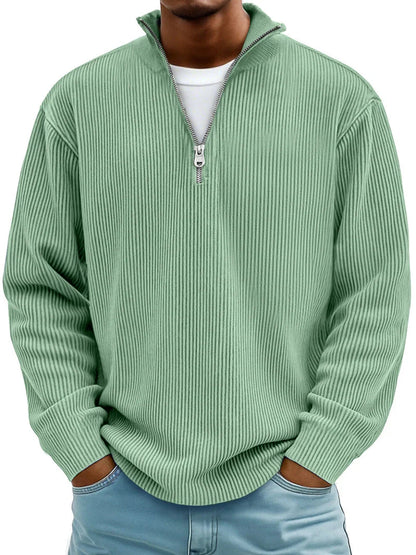 Emsworth | Soft Ribbed Zip Neck Sweater