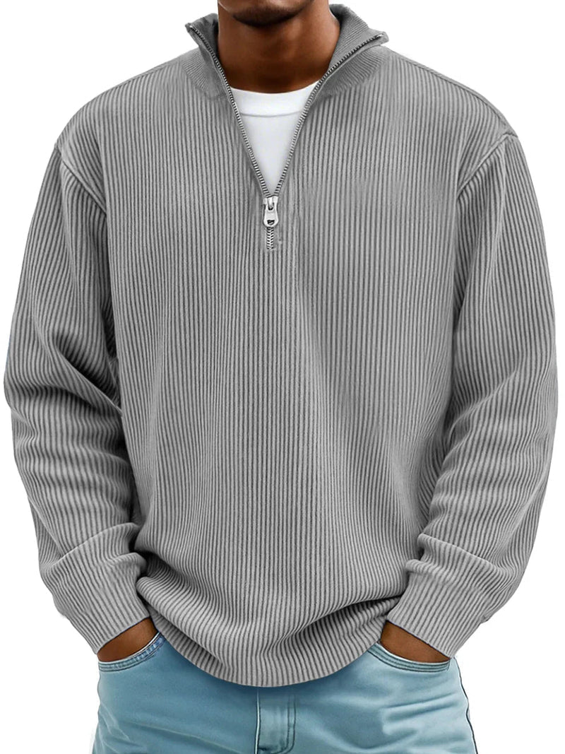 Emsworth | Soft Ribbed Zip Neck Sweater