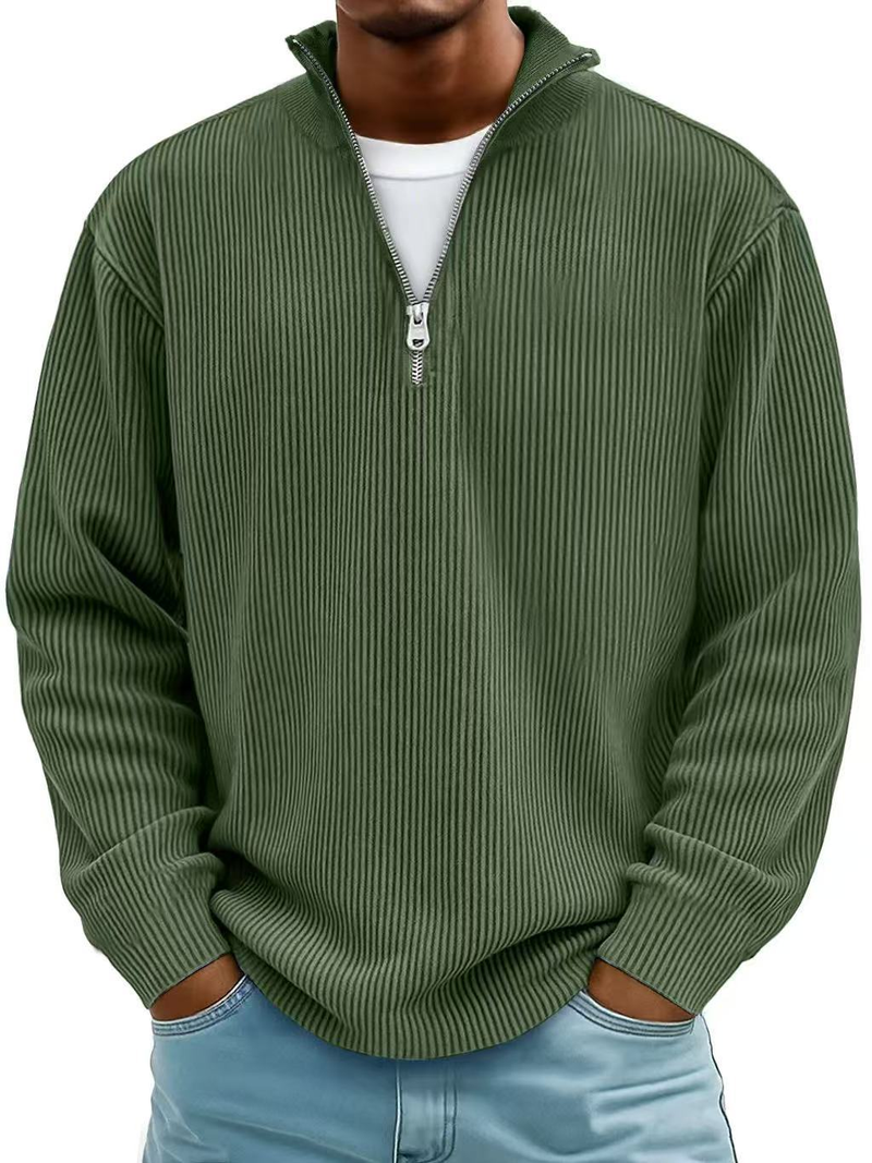 Emsworth | Soft Ribbed Zip Neck Sweater