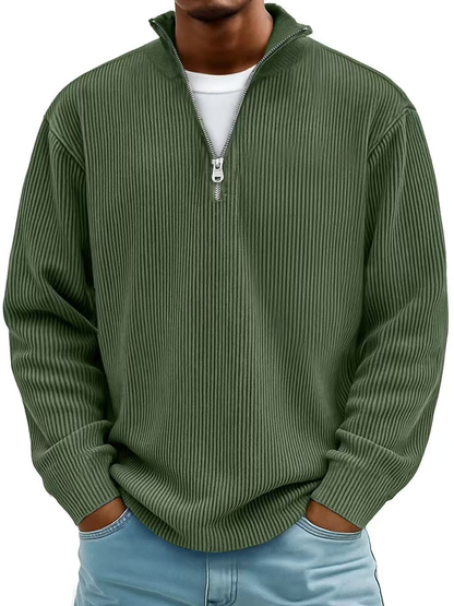 Emsworth | Soft Ribbed Zip Neck Sweater