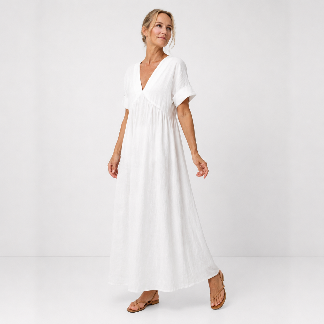 Maravelle | Flowing Empire Waist Maxi Dress