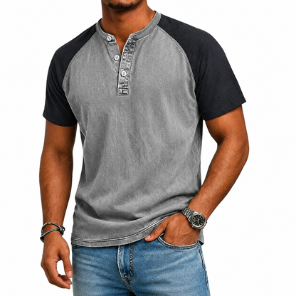 Nevan | Vintage Raglan Henley T Shirt