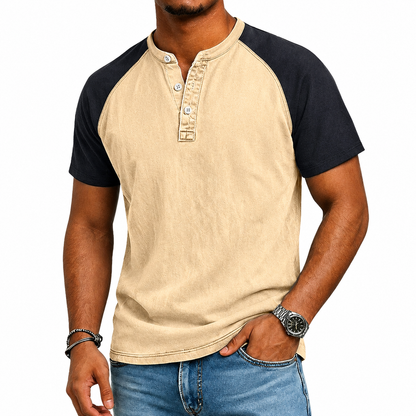 Nevan | Vintage Raglan Henley T Shirt