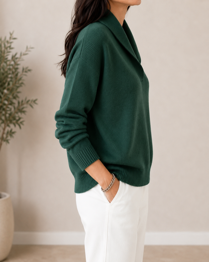 Etheline | Soft V Neck Collar Sweater