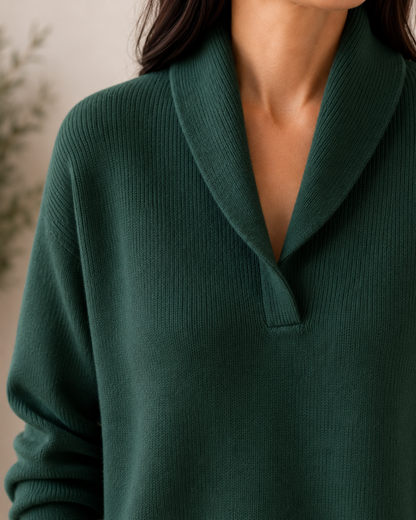 Etheline | Soft V Neck Collar Sweater