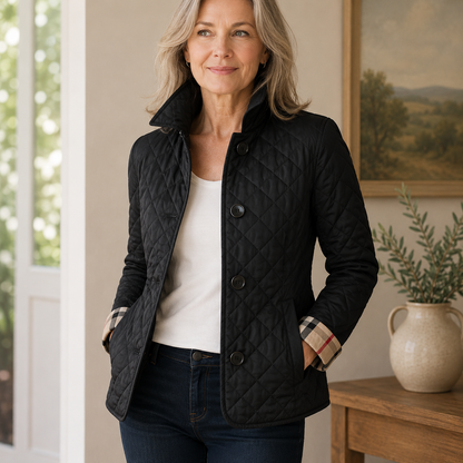 Verityn | Diamond Quilted Stand Collar Jacket