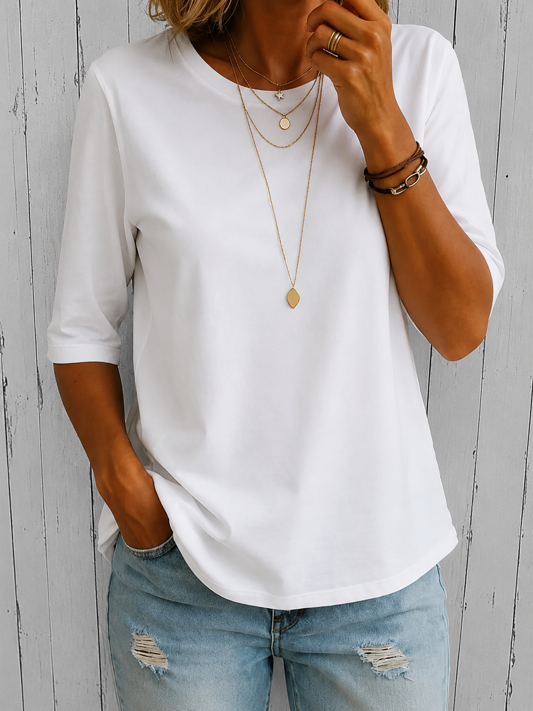 Coriselle | Minimalist Casual Round Neck Blouse