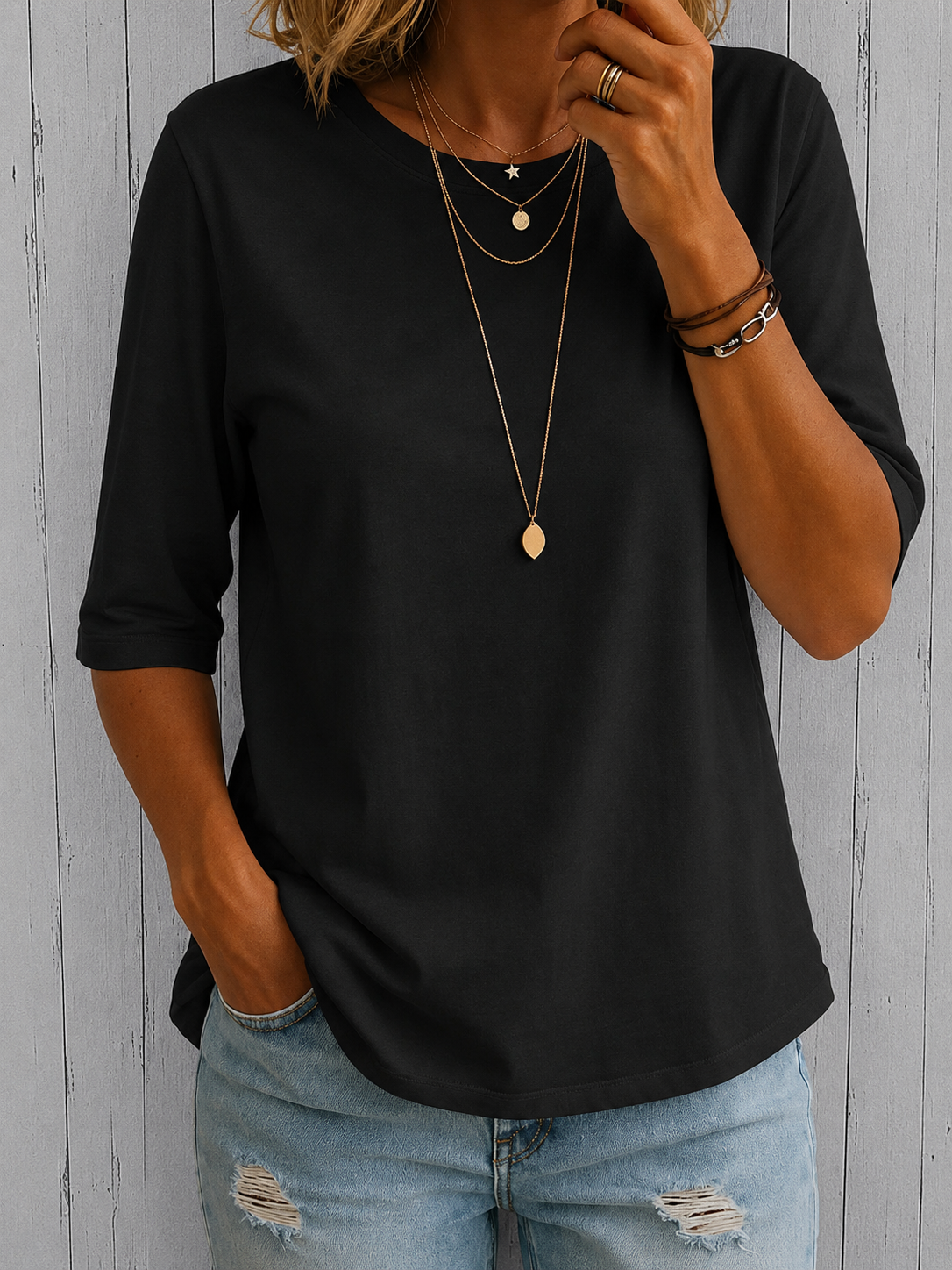 Coriselle | Minimalist Casual Round Neck Blouse
