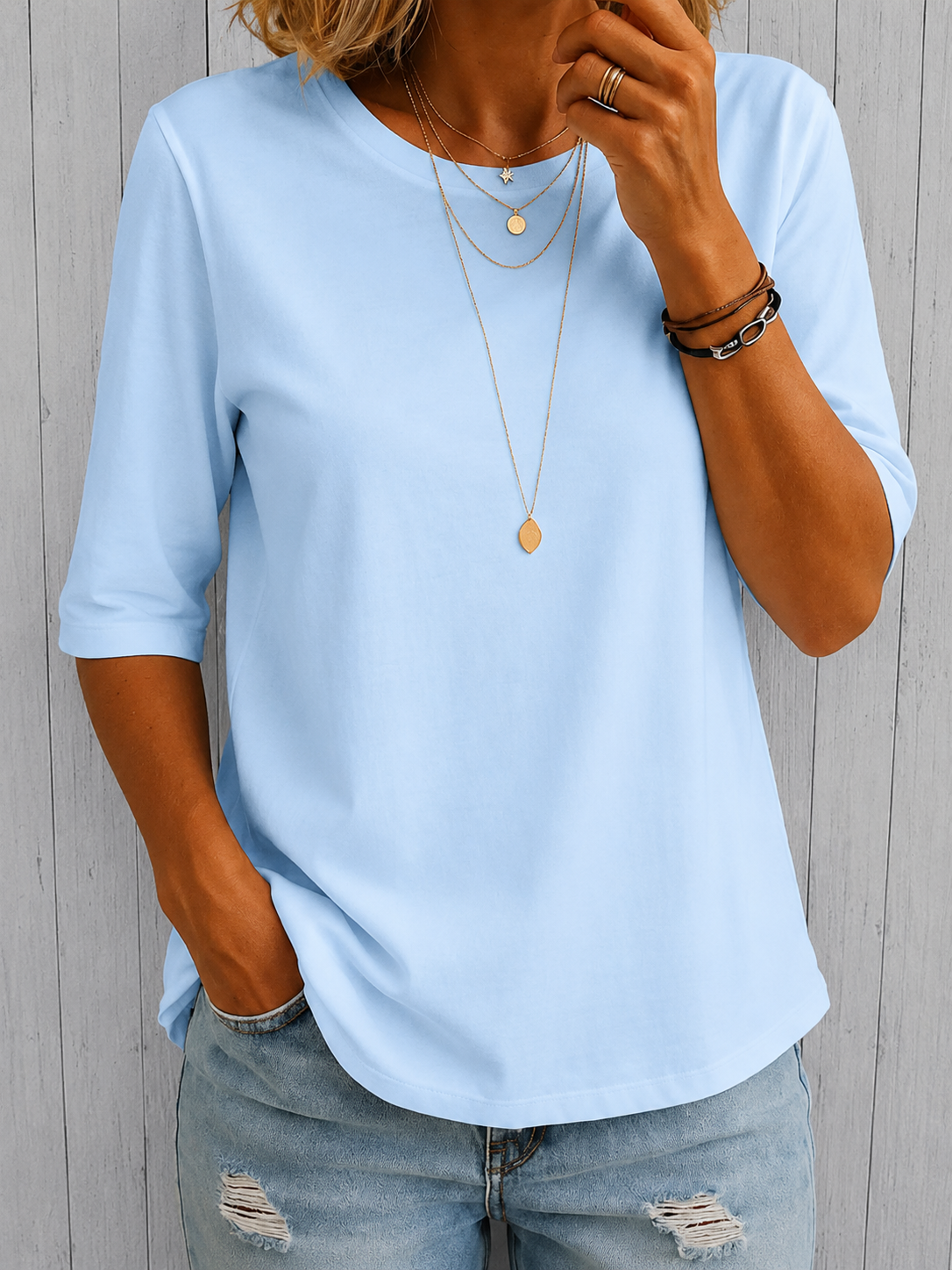 Coriselle | Minimalist Casual Round Neck Blouse
