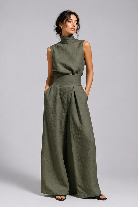 Celia | Elegant Pleated Palazzo Jumpsuit