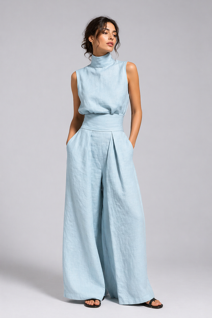 Celia | Elegant Pleated Palazzo Jumpsuit