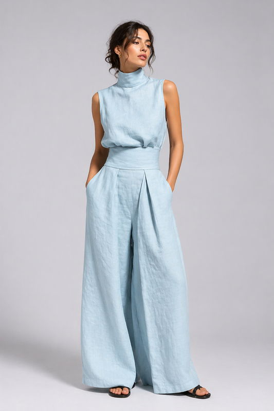 Celia | Elegant Pleated Palazzo Jumpsuit