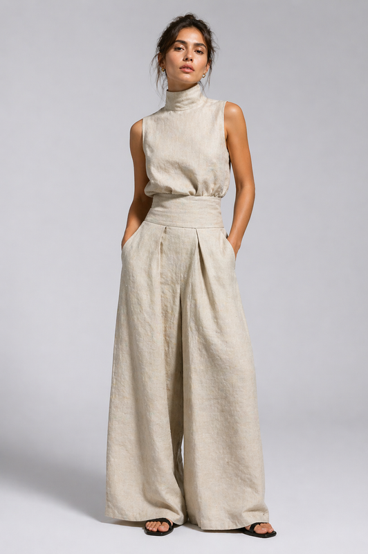 Celia | Elegant Pleated Palazzo Jumpsuit