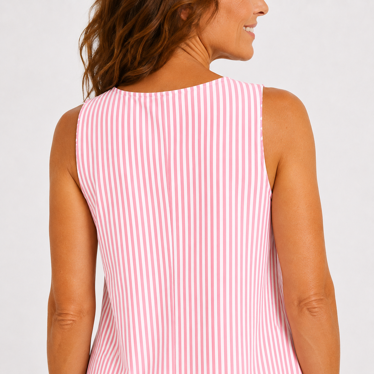 Xenia | Sleeveless Pinstripe Shift Dress