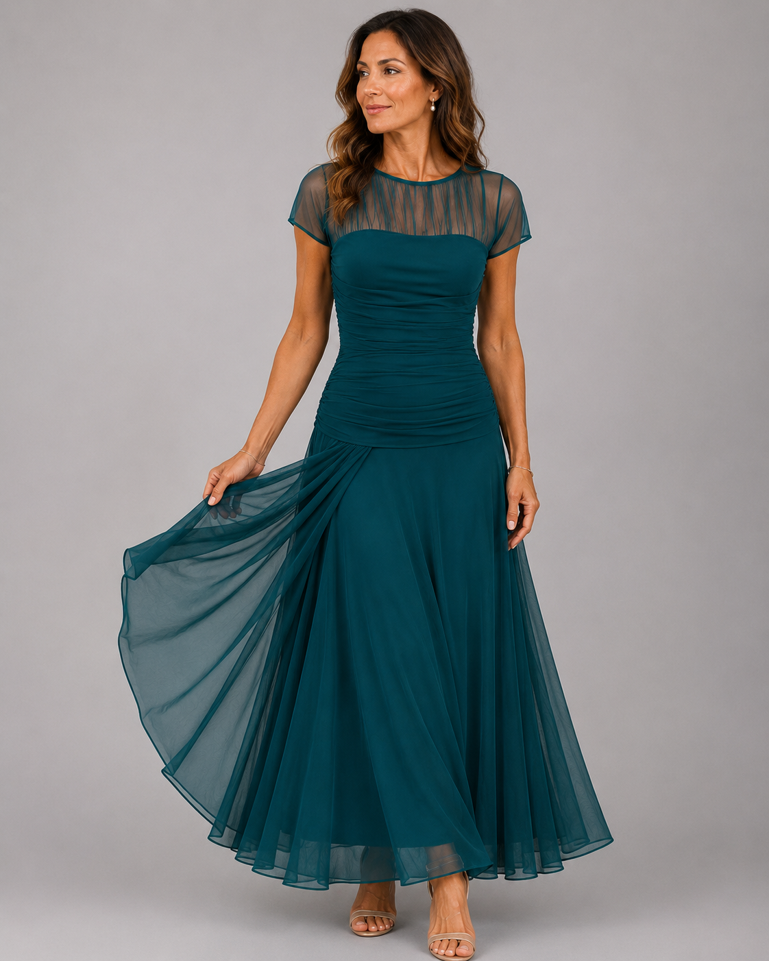 Phaedra | Illusion Neck Evening Maxi Dress