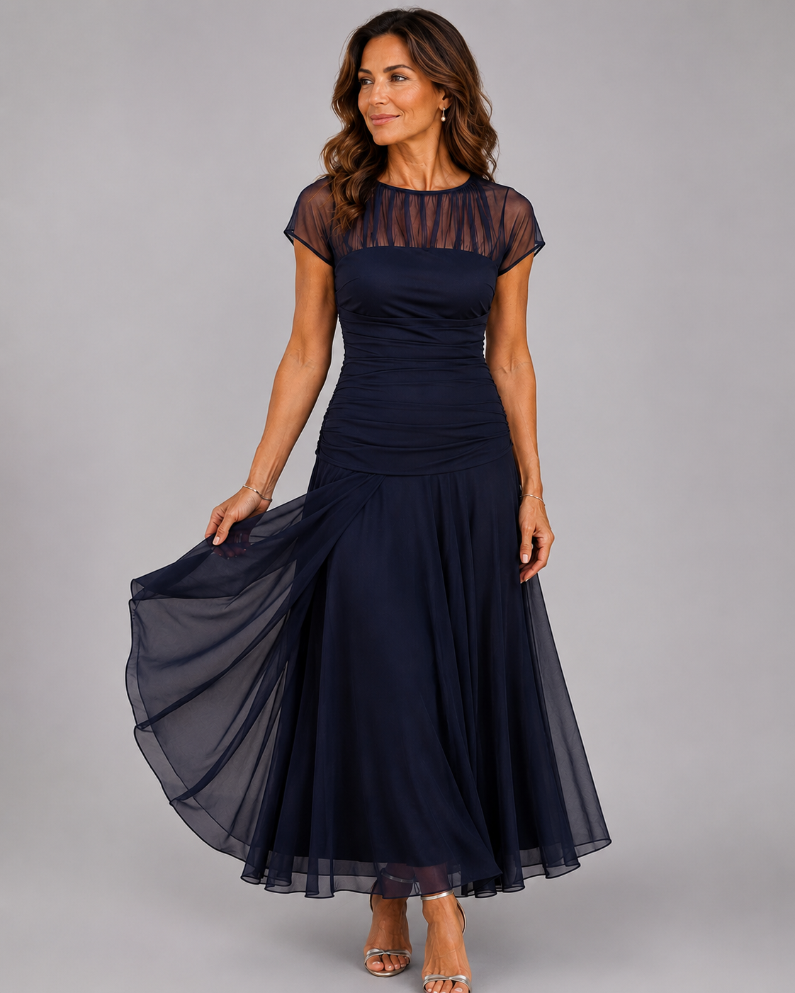 Phaedra | Illusion Neck Evening Maxi Dress