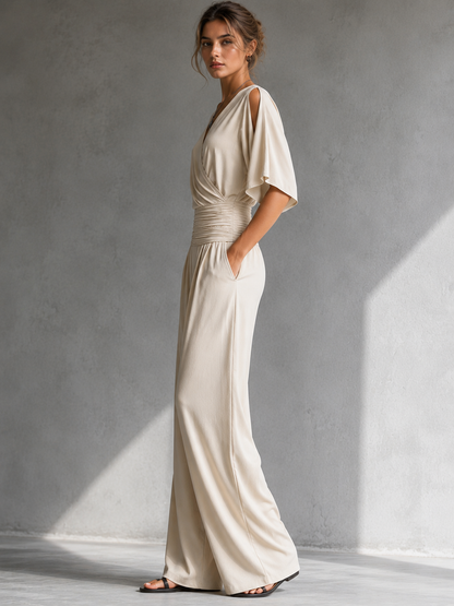 Madeline | Cold Shoulder Wide Leg Jumpsuit