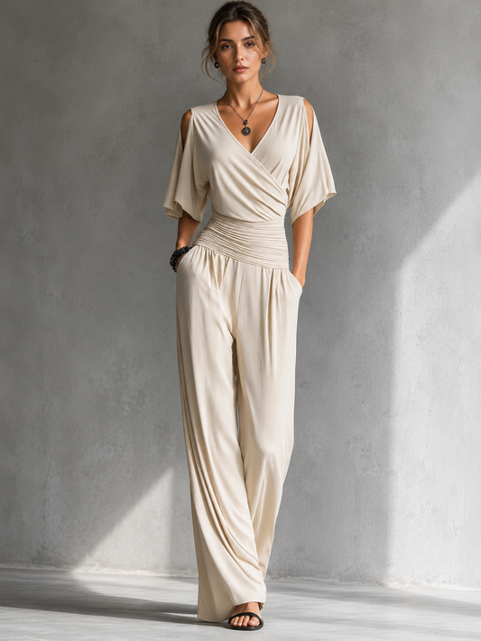 Madeline | Cold Shoulder Wide Leg Jumpsuit
