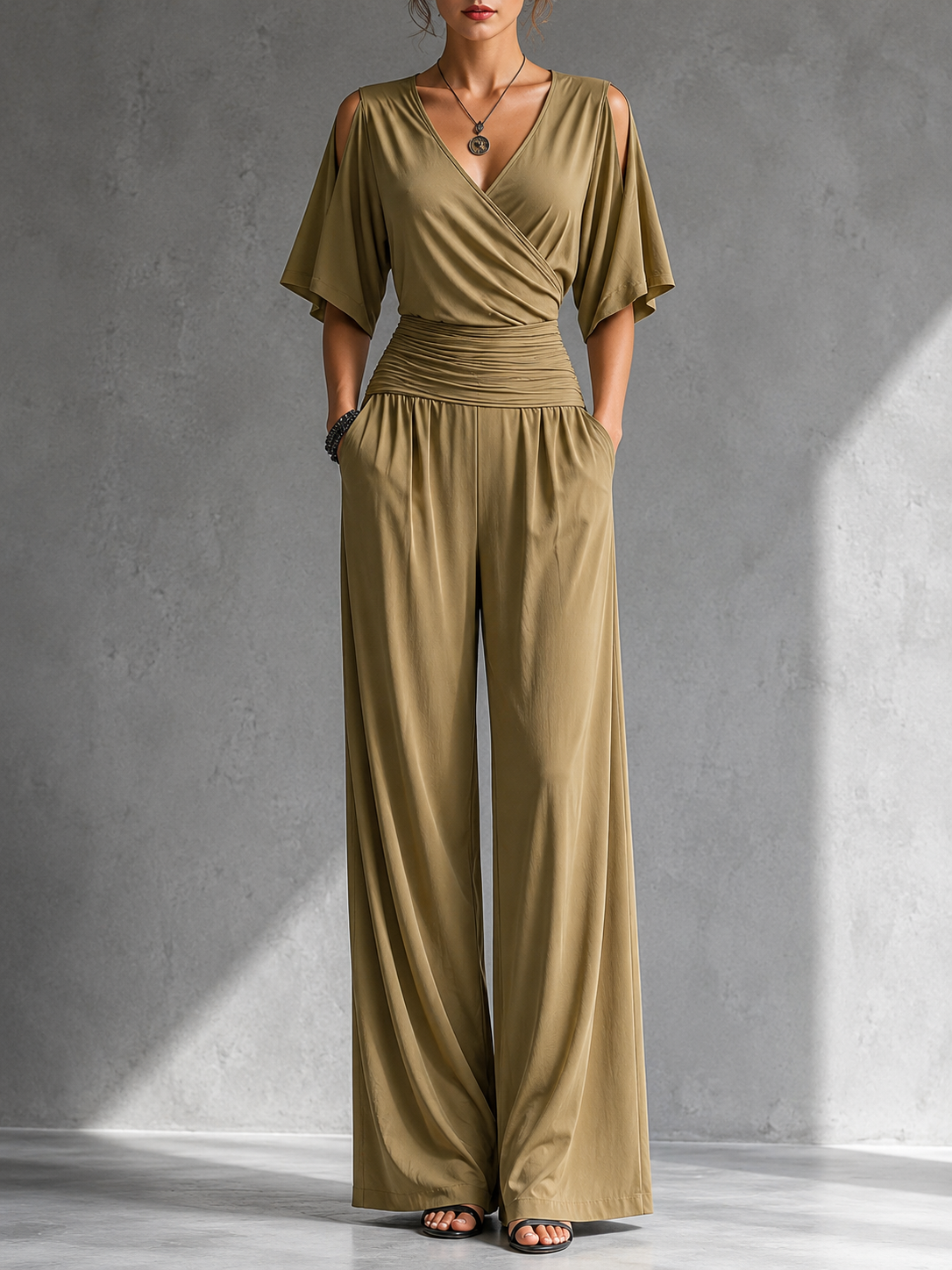 Madeline | Cold Shoulder Wide Leg Jumpsuit