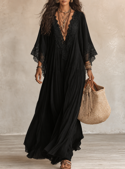 Orliana | Graceful Lace Sleeve Maxi Dress