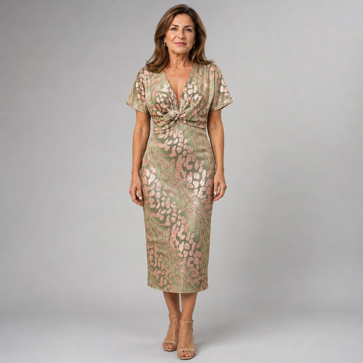 Esmarelle | Sophisticated V Neck Midi Dress