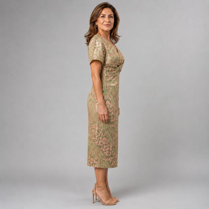 Esmarelle | Sophisticated V Neck Midi Dress