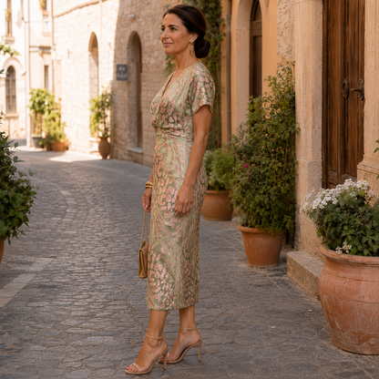 Esmarelle | Sophisticated V Neck Midi Dress