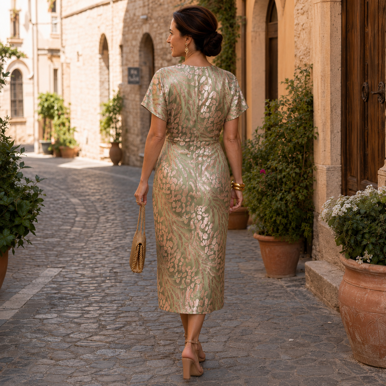 Esmarelle | Sophisticated V Neck Midi Dress