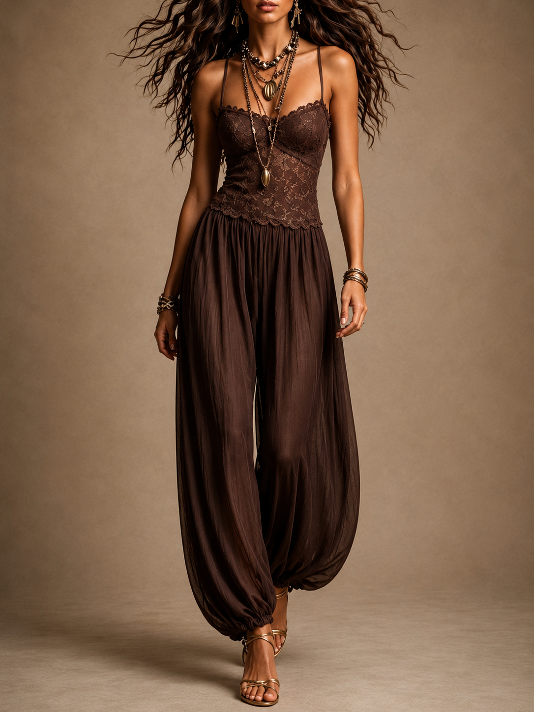 Elsinora | Lace Bodice Wide Leg Jumpsuit