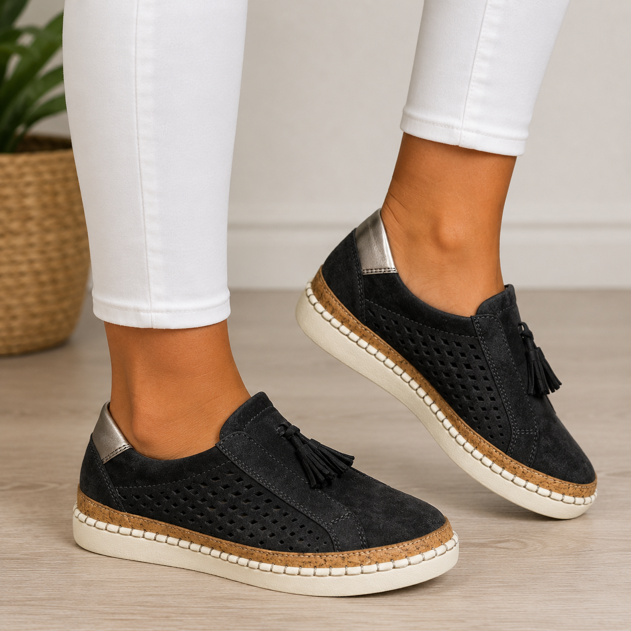 Catriona | Cutout Tassel Casual Slip On Shoes