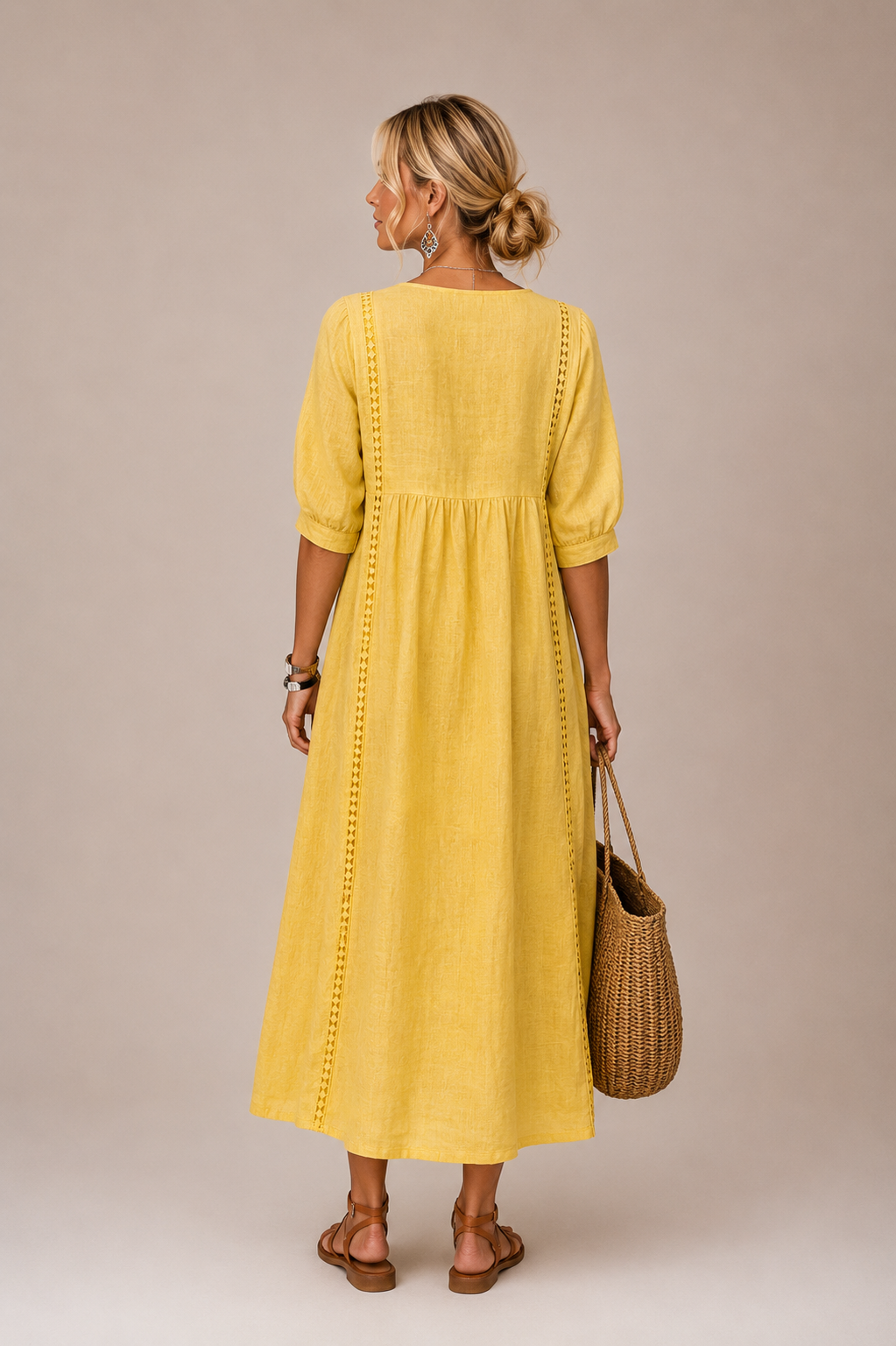 Roselune | Relaxed V Neck Midi Dress