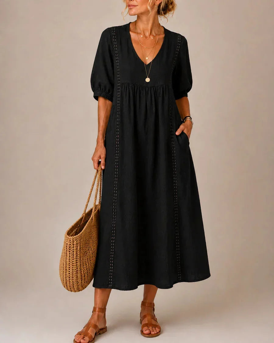 Orabella | Puff Sleeve Everyday Midi Dress
