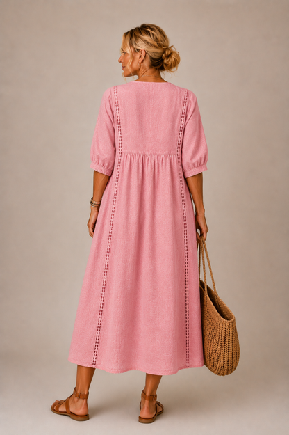 Roselune | Relaxed V Neck Midi Dress