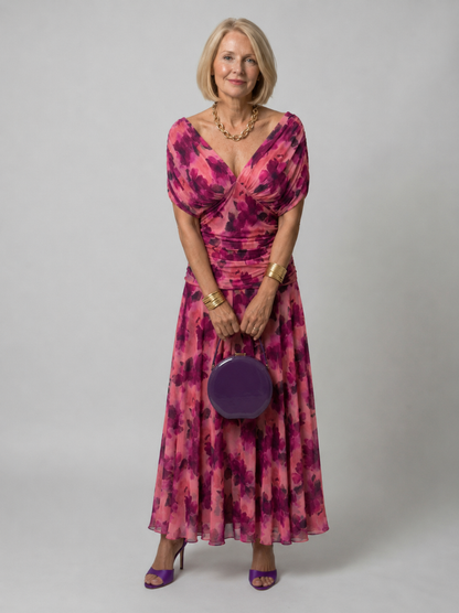 Jessalyn | Gathered Waist Flowing Midi Dress