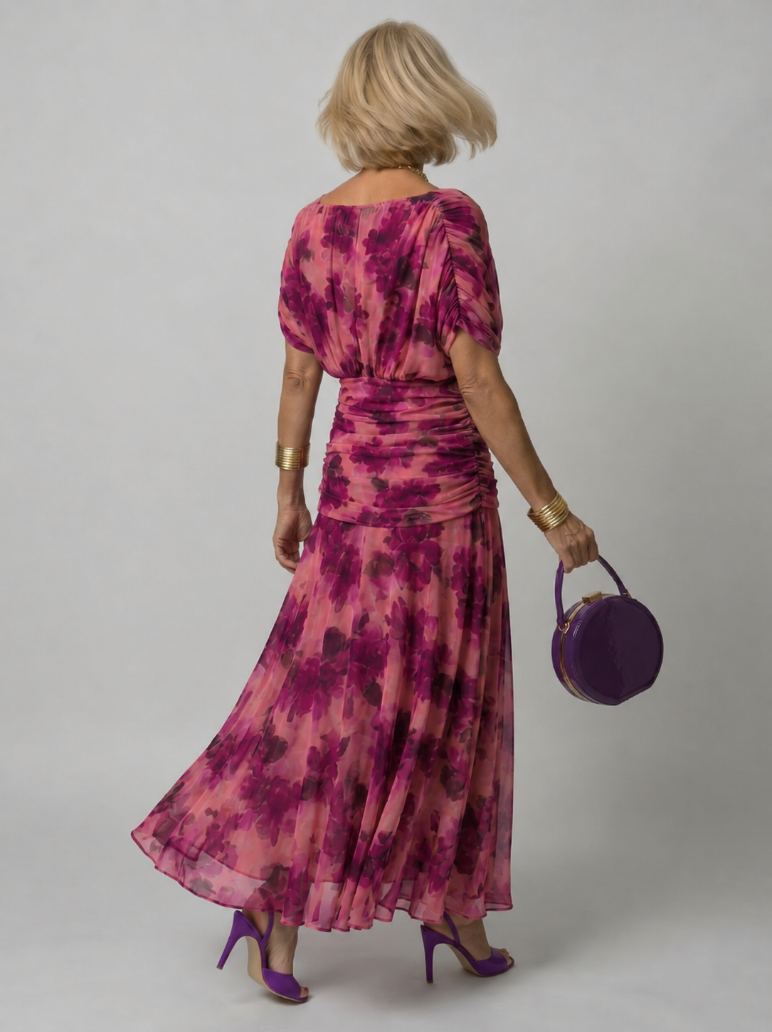 Jessalyn | Gathered Waist Flowing Midi Dress