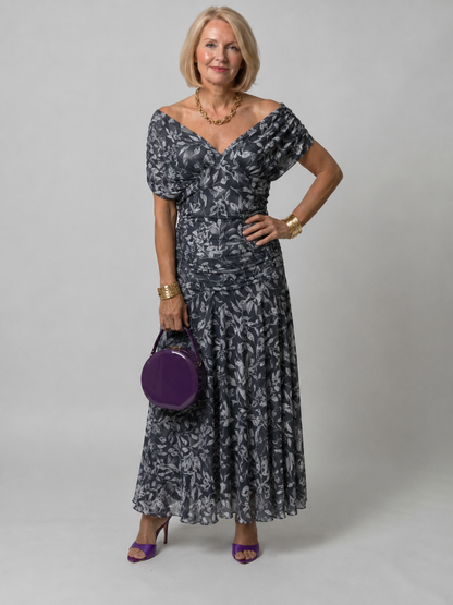 Jessalyn | Gathered Waist Flowing Midi Dress