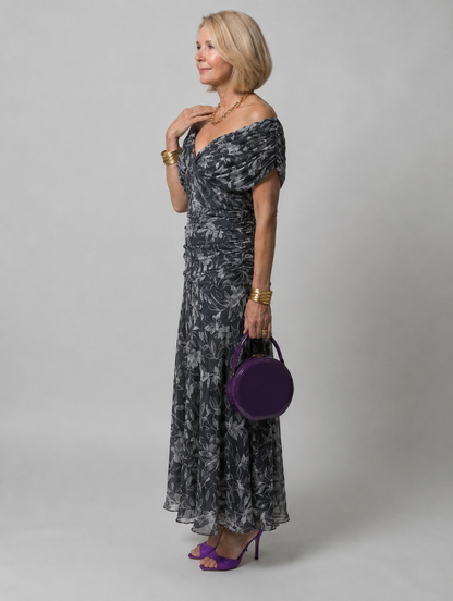 Jessalyn | Gathered Waist Flowing Midi Dress