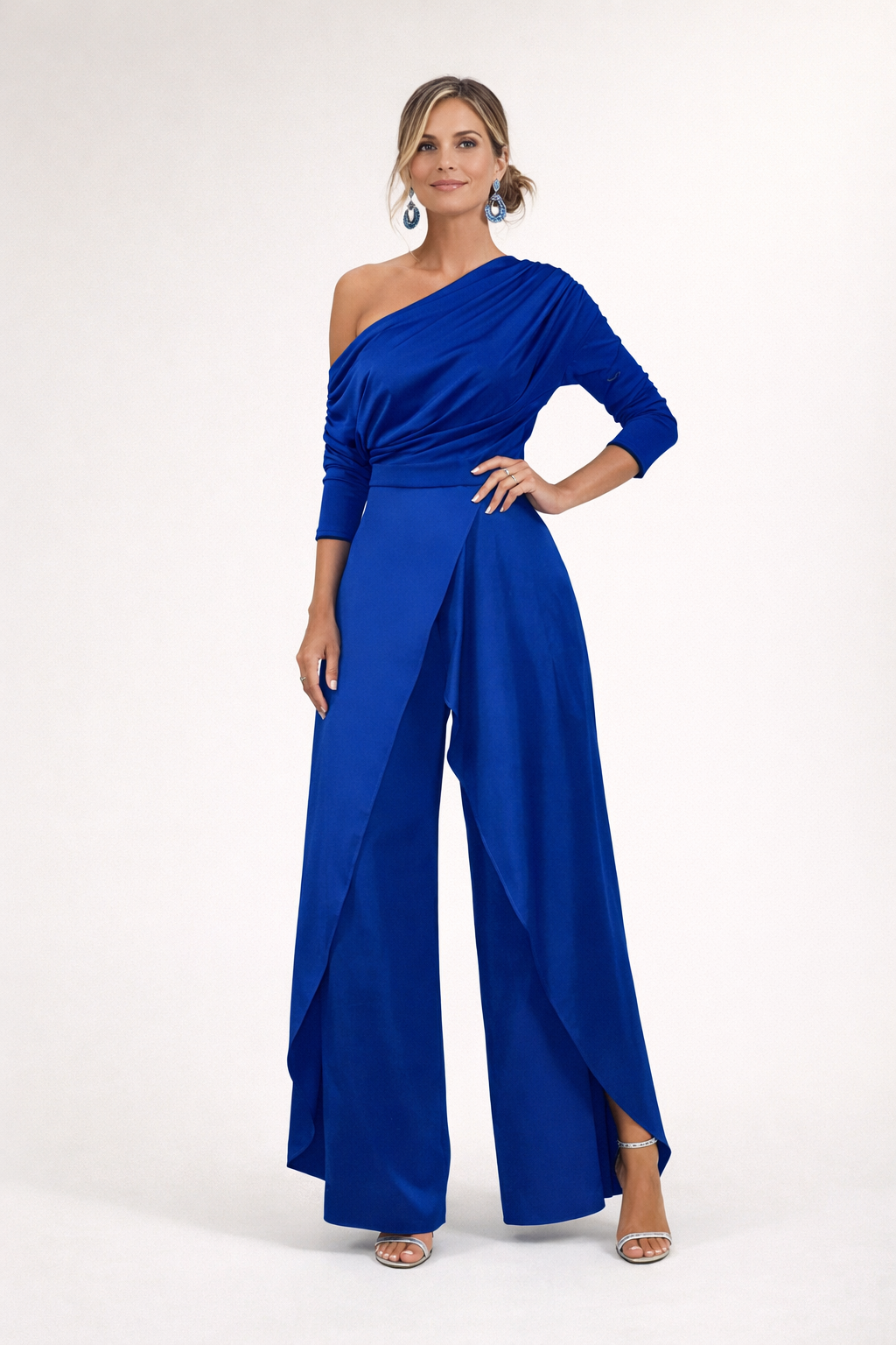 Elena | One Shoulder Black Wide Leg Jumpsuit
