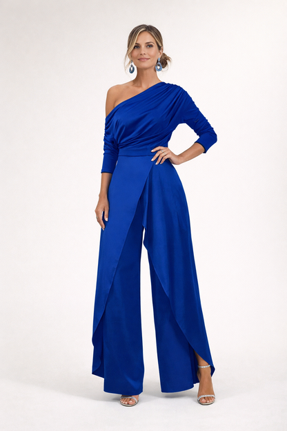 Elena | One Shoulder Black Wide Leg Jumpsuit