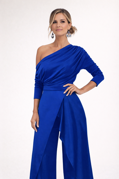 Elena | One Shoulder Black Wide Leg Jumpsuit